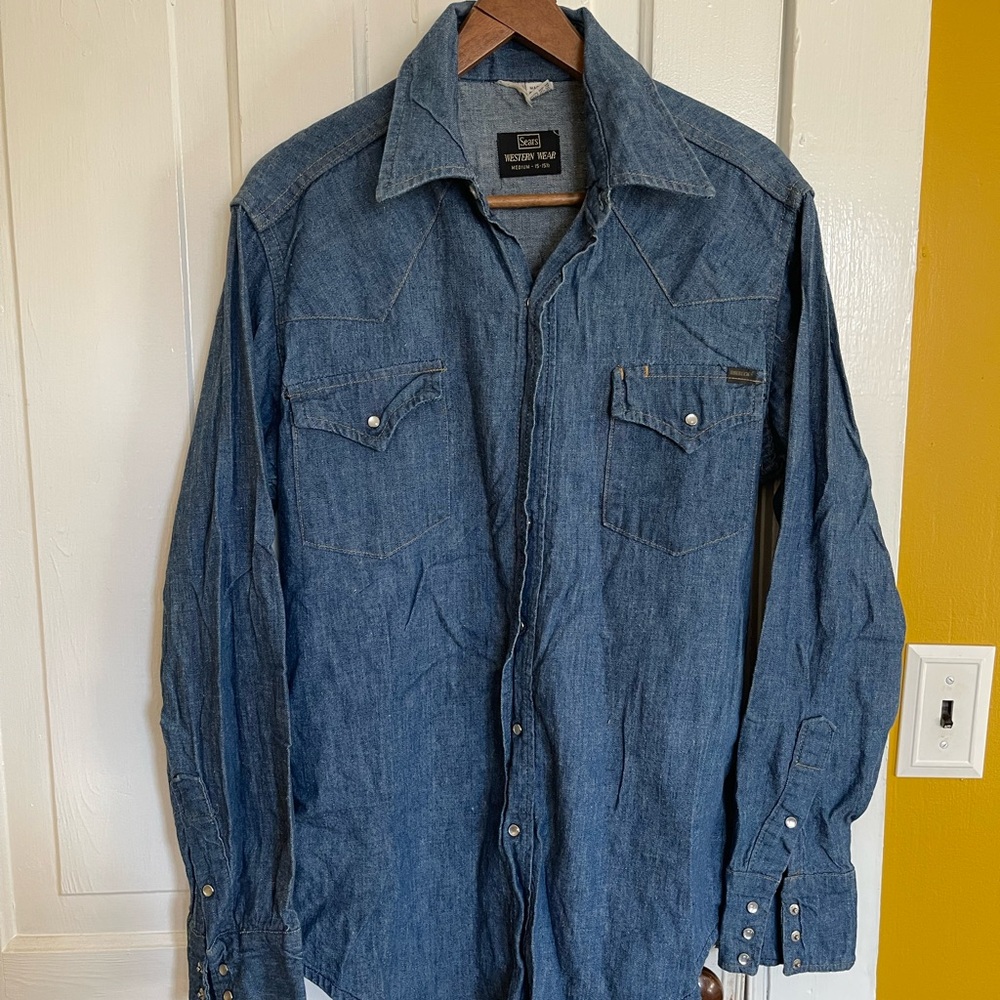 VTG 70s Pearl Snap Denim Sears Roebuck Long Sleeve shirt